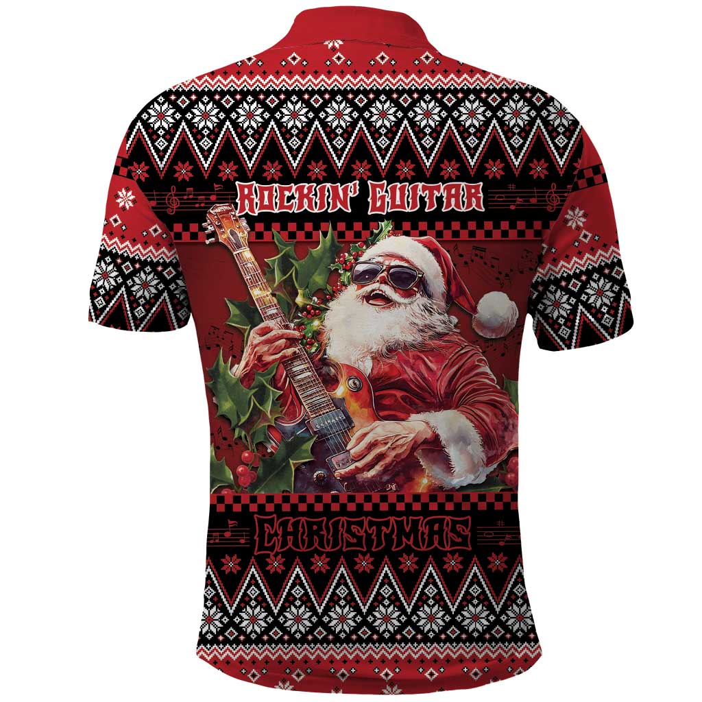 Guitar Christmas Polo Shirt Rocking Santa - Wonder Print Shop