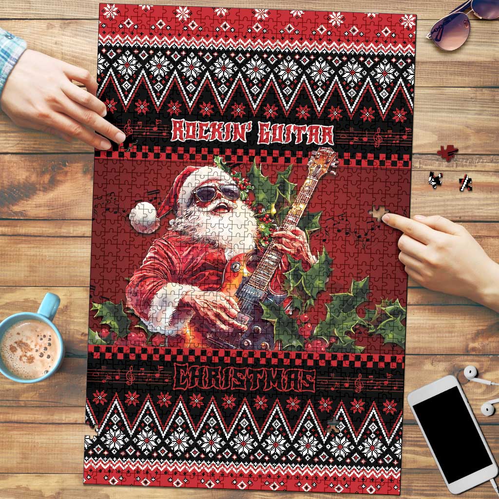Guitar Christmas Puzzle Rocking Santa - Wonder Print Shop