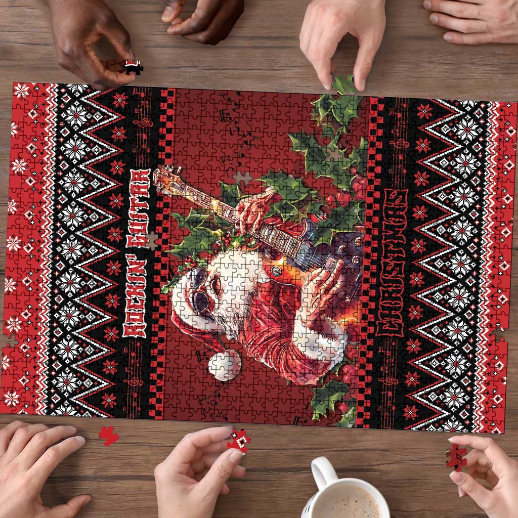 Guitar Christmas Puzzle Rocking Santa - Wonder Print Shop