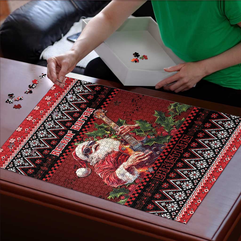 Guitar Christmas Puzzle Rocking Santa - Wonder Print Shop