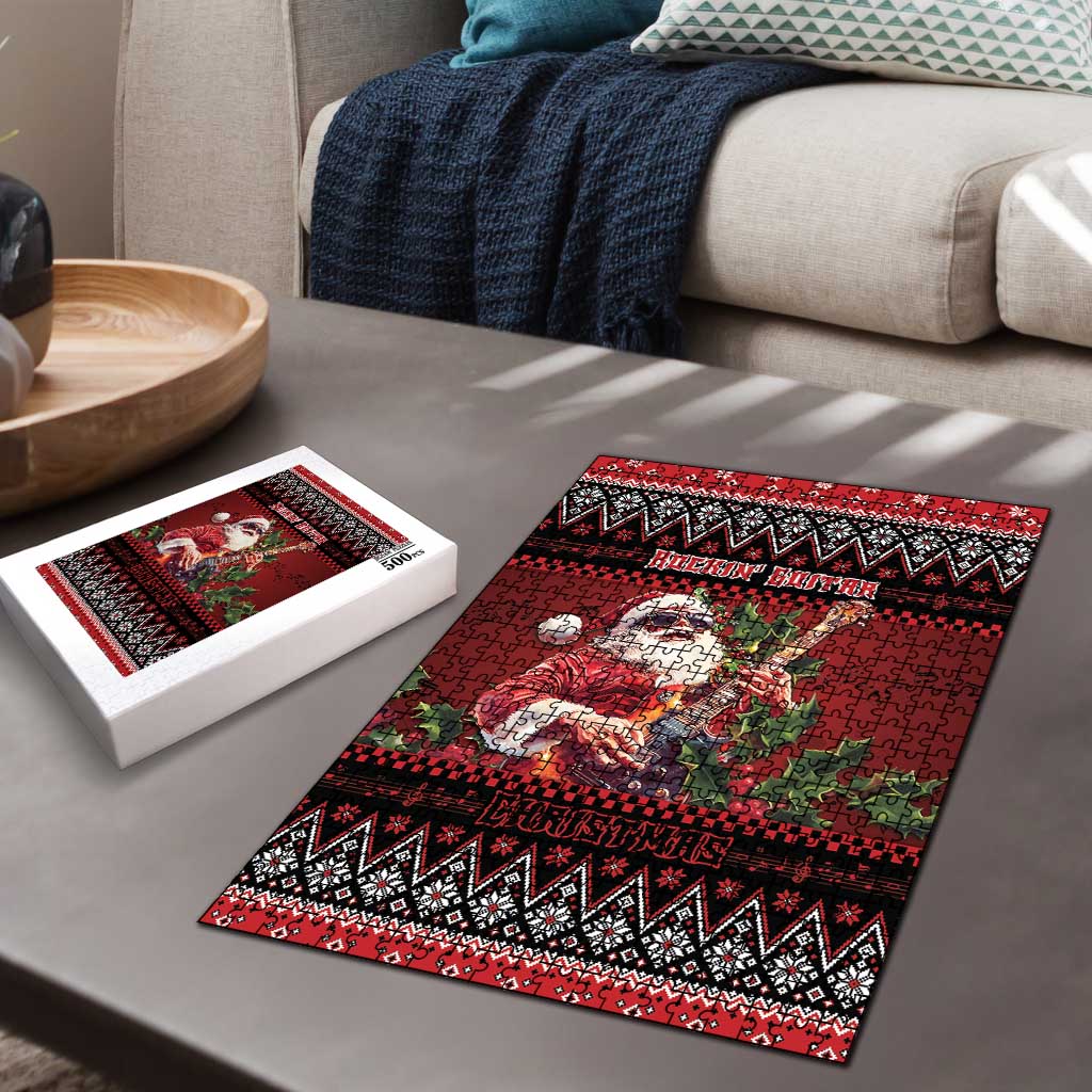 Guitar Christmas Puzzle Rocking Santa - Wonder Print Shop