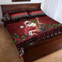 Guitar Christmas Quilt Bed Set Rocking Santa - Wonder Print Shop