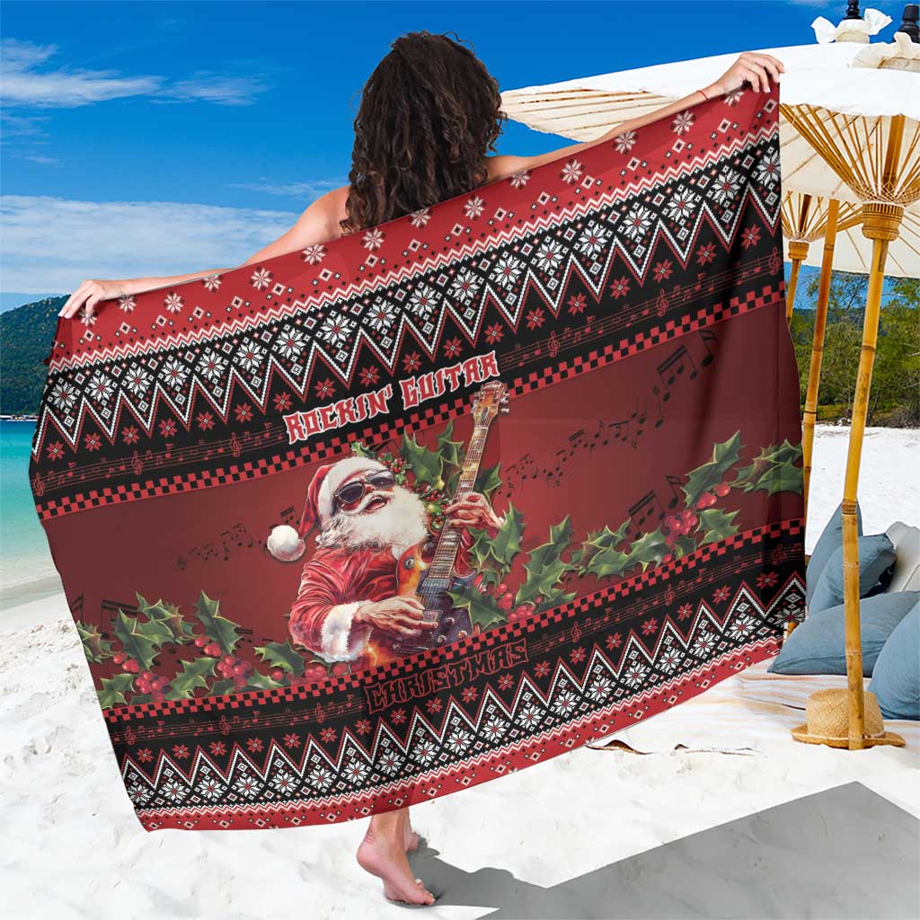 Guitar Christmas Sarong Rocking Santa - Wonder Print Shop