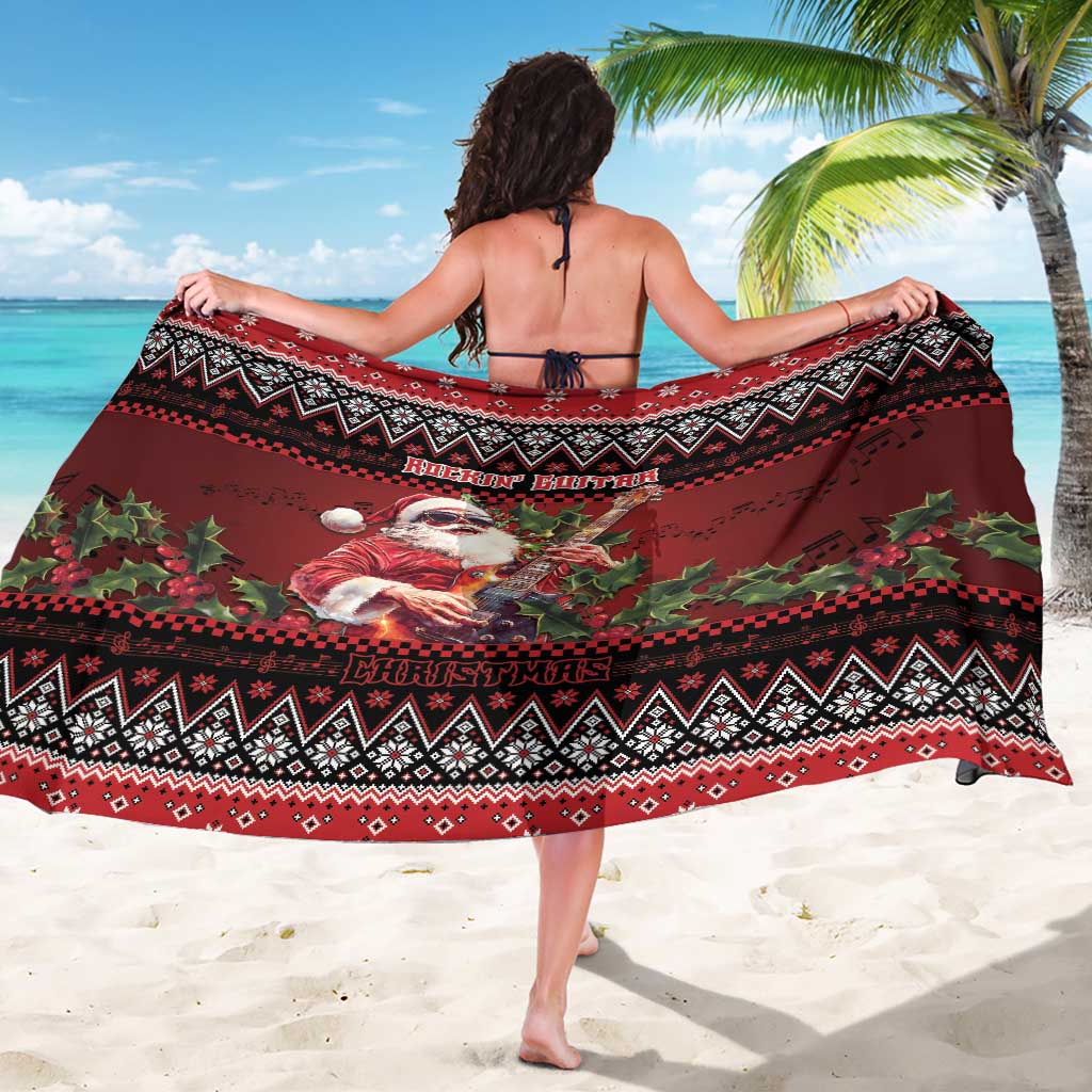Guitar Christmas Sarong Rocking Santa - Wonder Print Shop