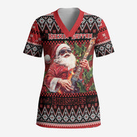 Guitar Christmas Scrub Top Rocking Santa - Wonder Print Shop