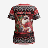Guitar Christmas Scrub Top Rocking Santa - Wonder Print Shop