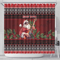 Guitar Christmas Shower Curtain Rocking Santa - Wonder Print Shop