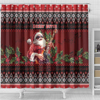 Guitar Christmas Shower Curtain Rocking Santa - Wonder Print Shop