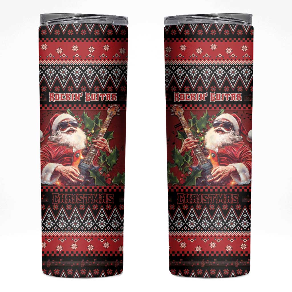 Guitar Christmas Skinny Tumbler Rocking Santa - Wonder Print Shop