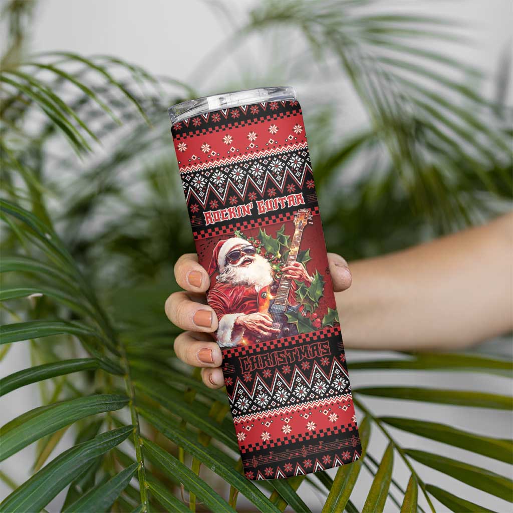 Guitar Christmas Skinny Tumbler Rocking Santa - Wonder Print Shop