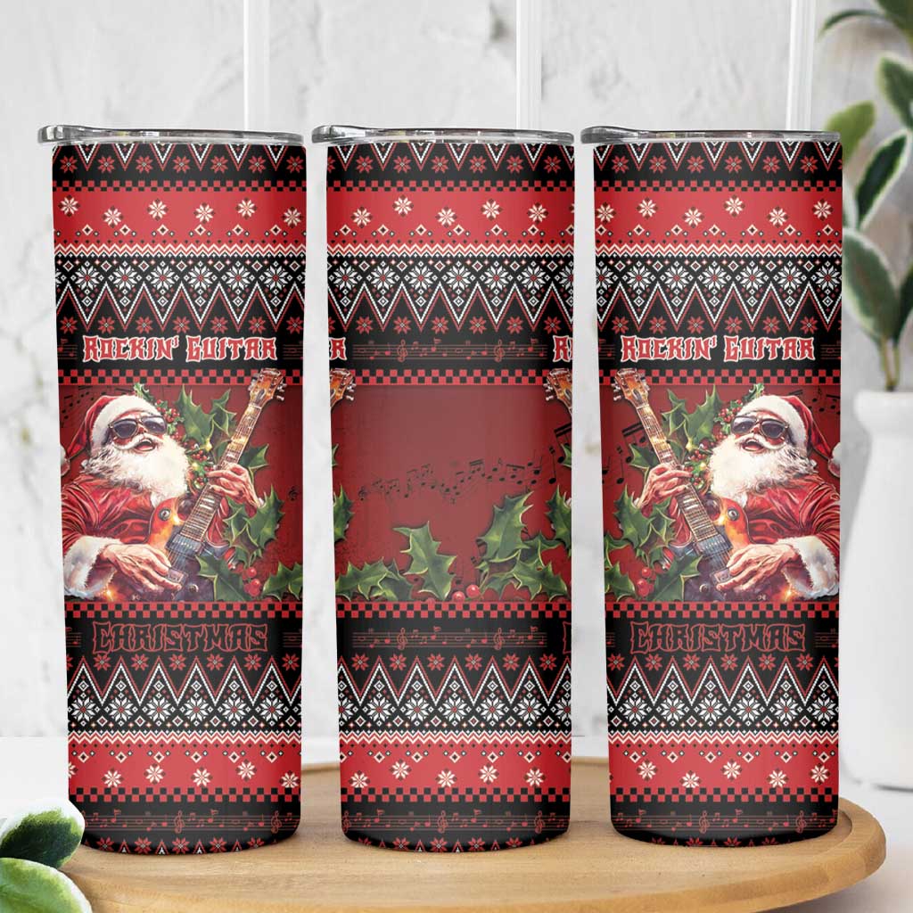 Guitar Christmas Skinny Tumbler Rocking Santa - Wonder Print Shop