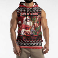 Guitar Christmas Sleeveless Hoodie Rocking Santa - Wonder Print Shop