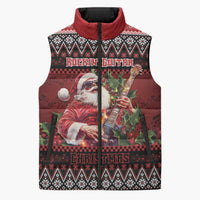 Guitar Christmas Sleeveless Puffer Jacket Rocking Santa - Wonder Print Shop