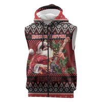 Guitar Christmas Sleeveless Zip Hoodie Rocking Santa - Wonder Print Shop