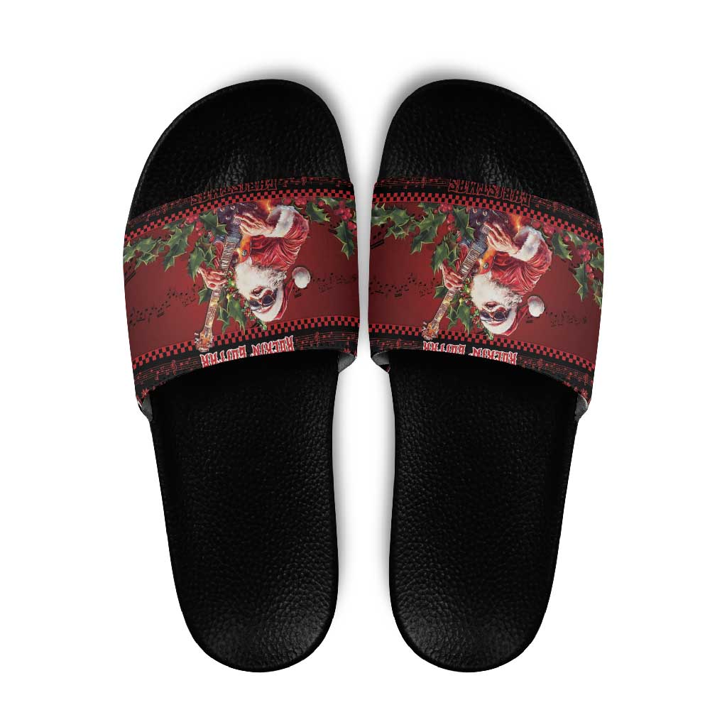 Guitar Christmas Slide Sandals Rocking Santa - Wonder Print Shop