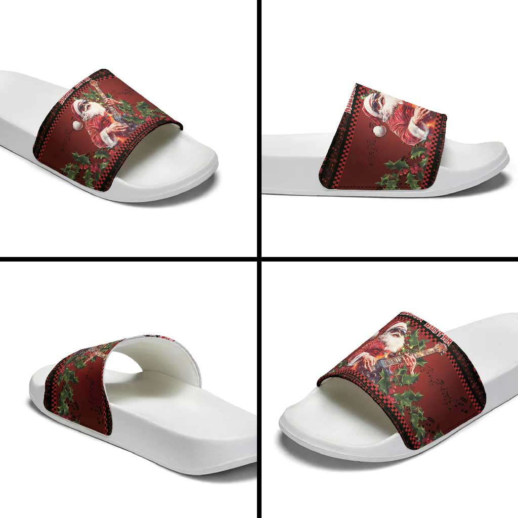 Guitar Christmas Slide Sandals Rocking Santa - Wonder Print Shop
