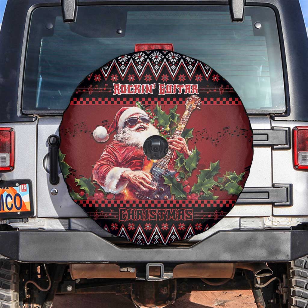 Guitar Christmas Spare Tire Cover Rocking Santa - Wonder Print Shop