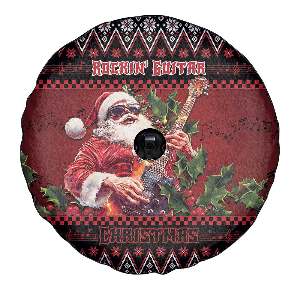 Guitar Christmas Spare Tire Cover Rocking Santa - Wonder Print Shop