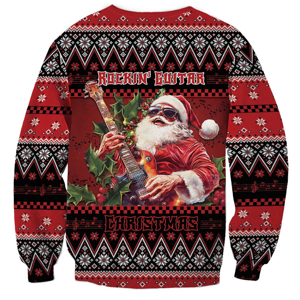 Guitar Christmas Sweatshirt Rocking Santa - Wonder Print Shop