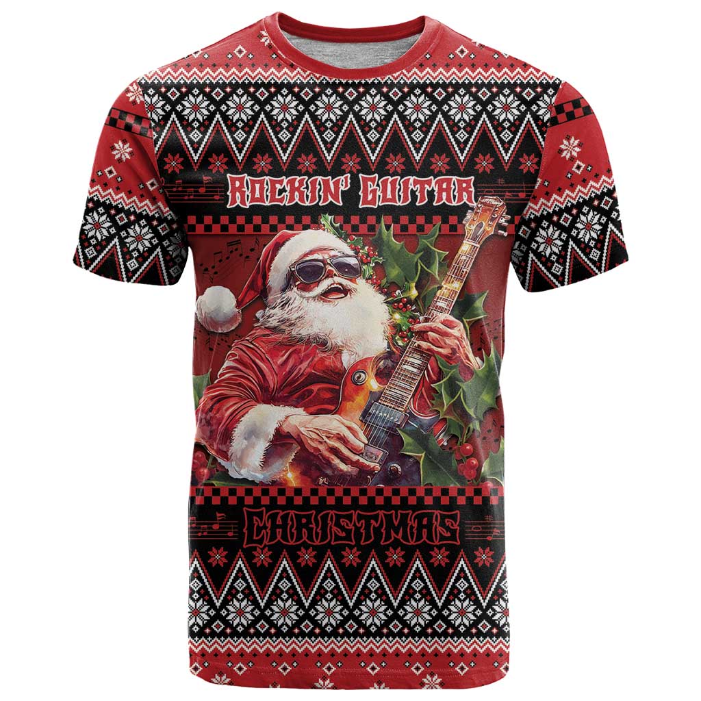 Guitar Christmas T Shirt Rocking Santa - Wonder Print Shop