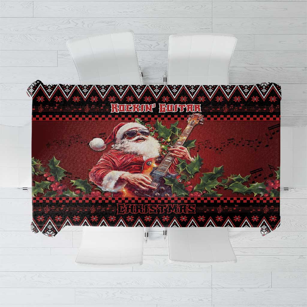 Guitar Christmas Tablecloth Rocking Santa - Wonder Print Shop