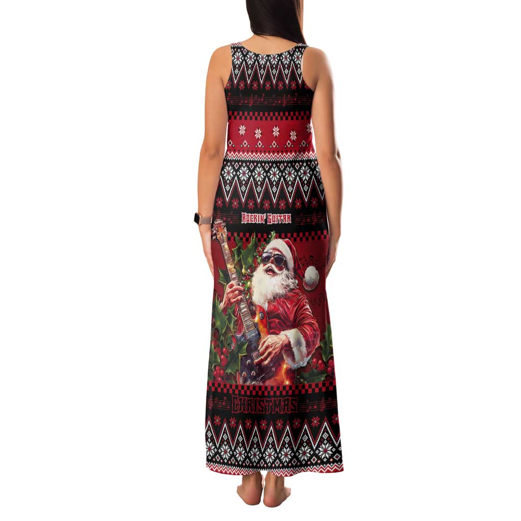 Guitar Christmas Tank Maxi Dress Rocking Santa - Wonder Print Shop