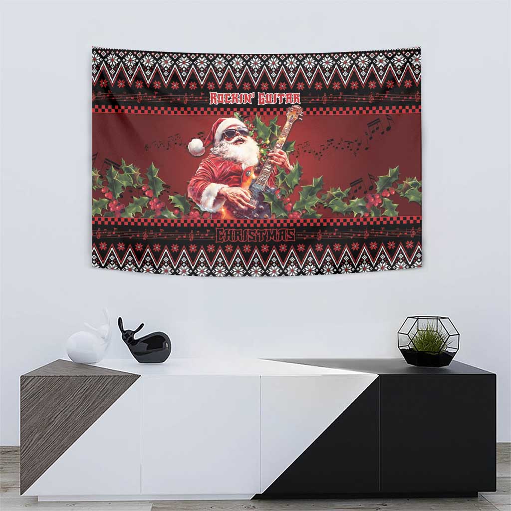 Guitar Christmas Tapestry Rocking Santa - Wonder Print Shop