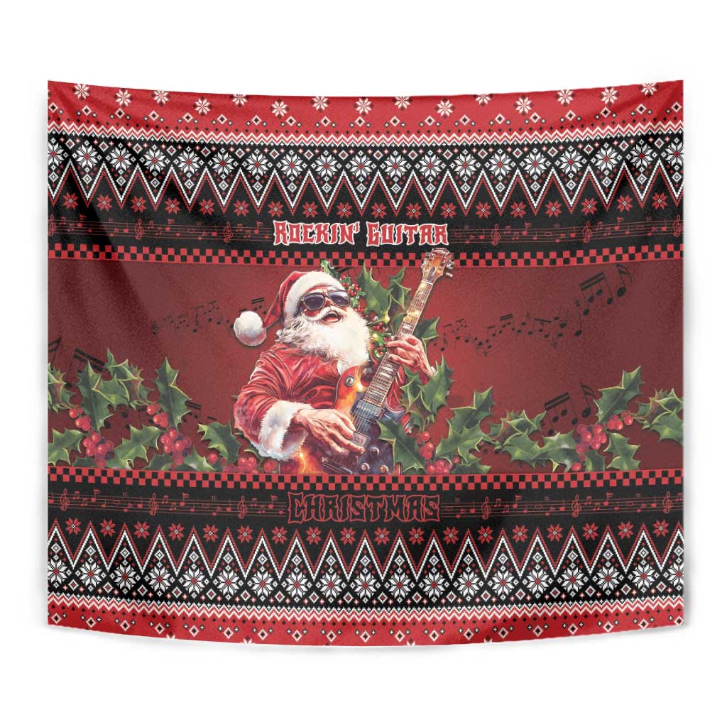 Guitar Christmas Tapestry Rocking Santa - Wonder Print Shop