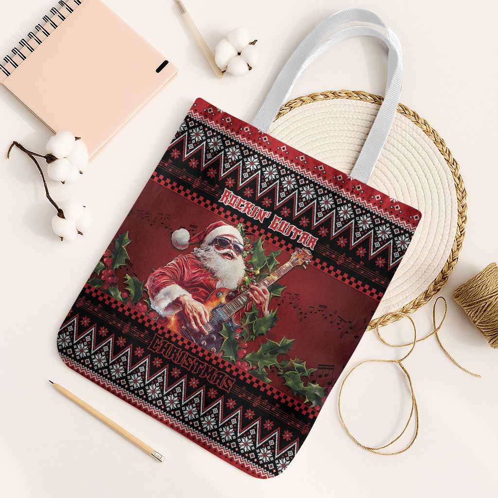 Guitar Christmas Tote Bag Rocking Santa - Wonder Print Shop
