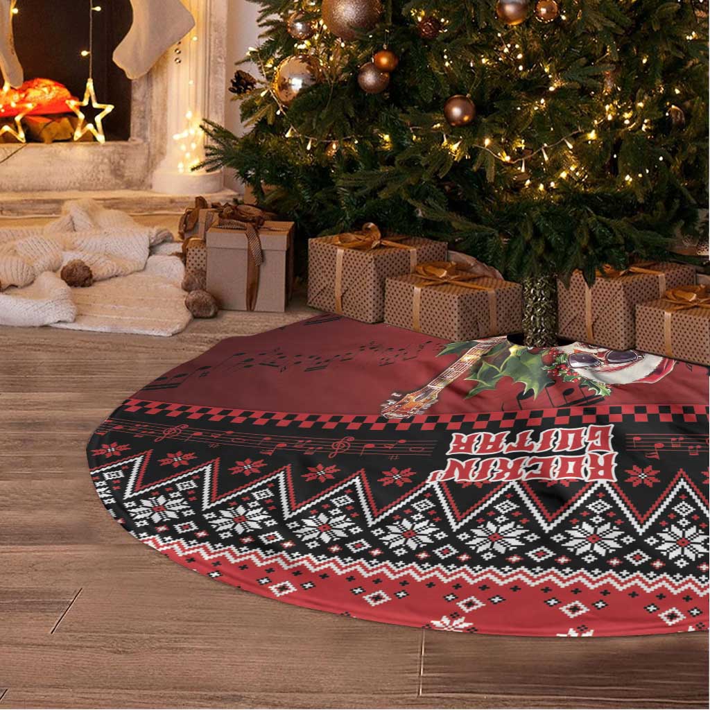 Guitar Christmas Tree Skirt Rocking Santa - Wonder Print Shop