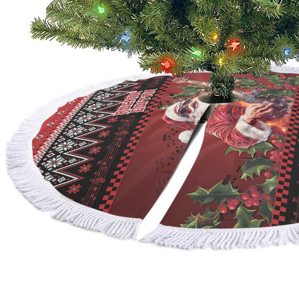 Guitar Christmas Tree Skirt Rocking Santa - Wonder Print Shop