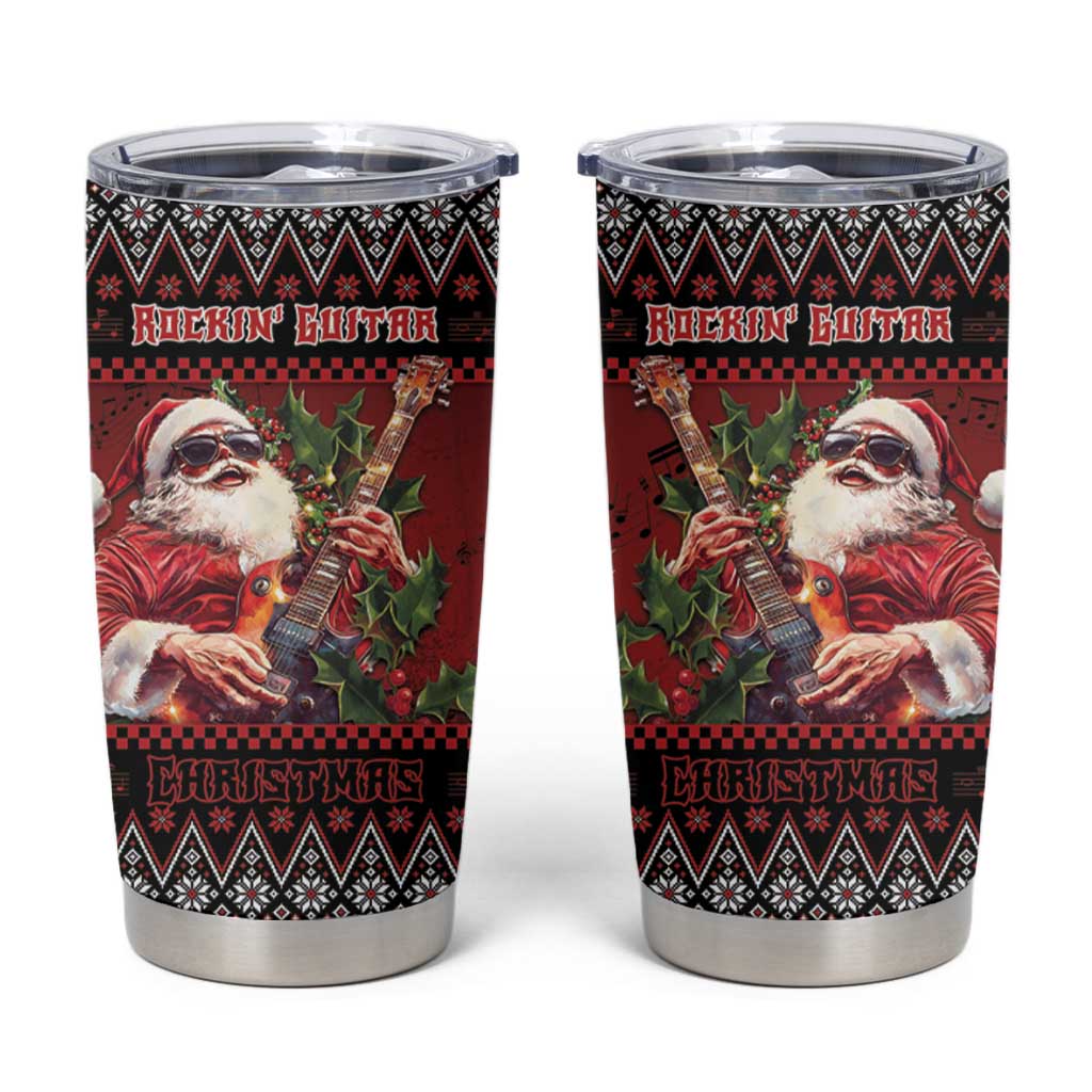 Guitar Christmas Tumbler Cup Rocking Santa - Wonder Print Shop