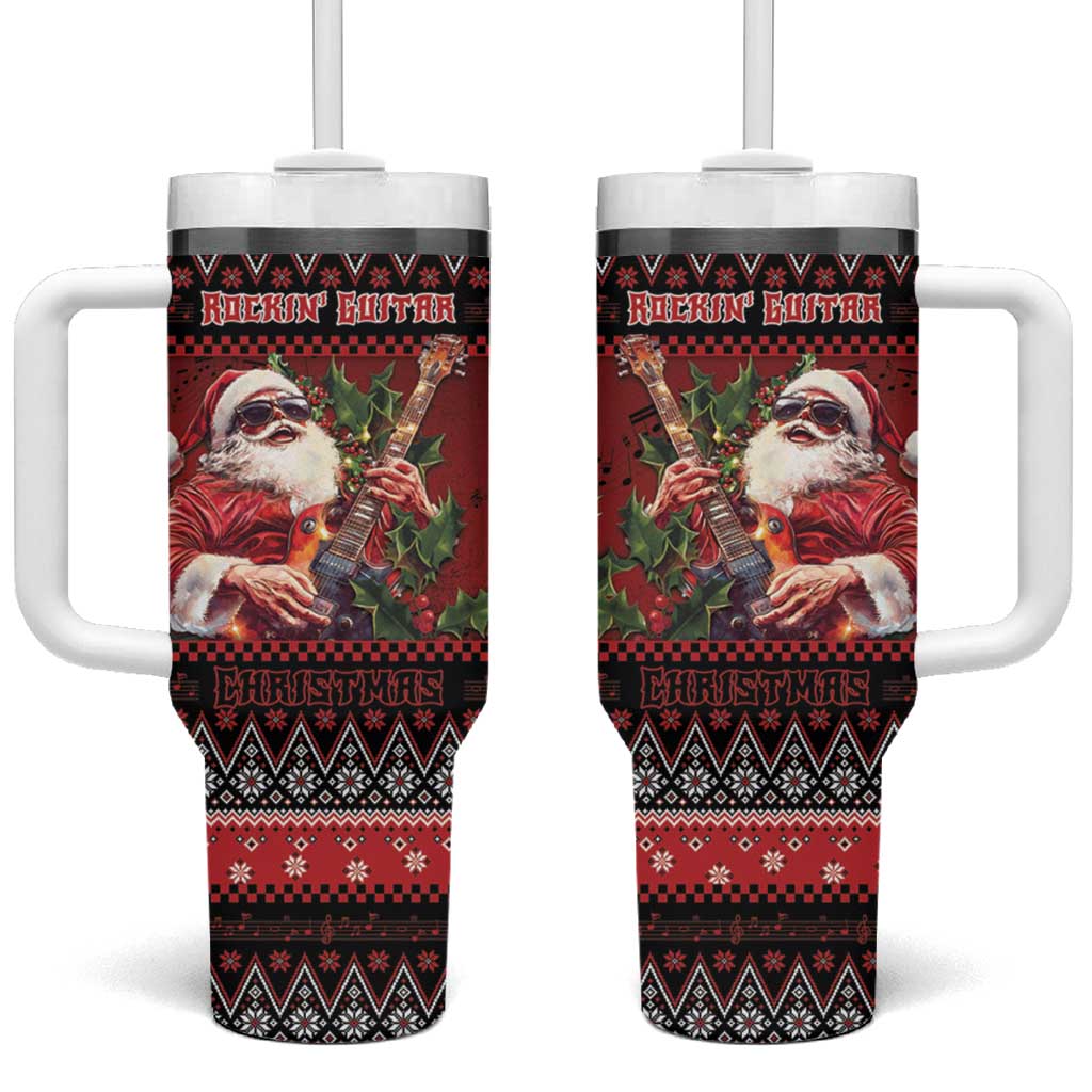 Guitar Christmas Tumbler With Handle Rocking Santa - Wonder Print Shop
