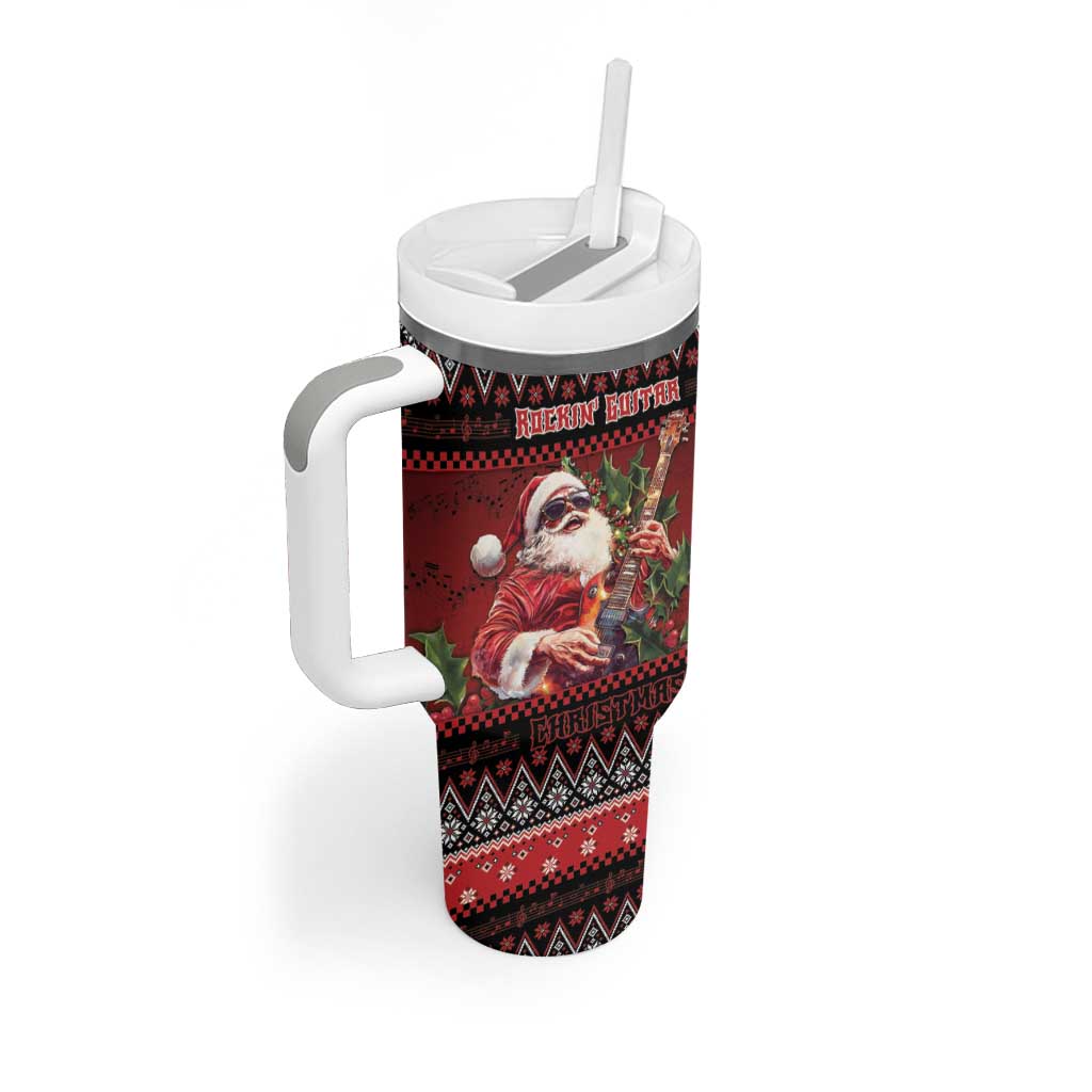 Guitar Christmas Tumbler With Handle Rocking Santa - Wonder Print Shop