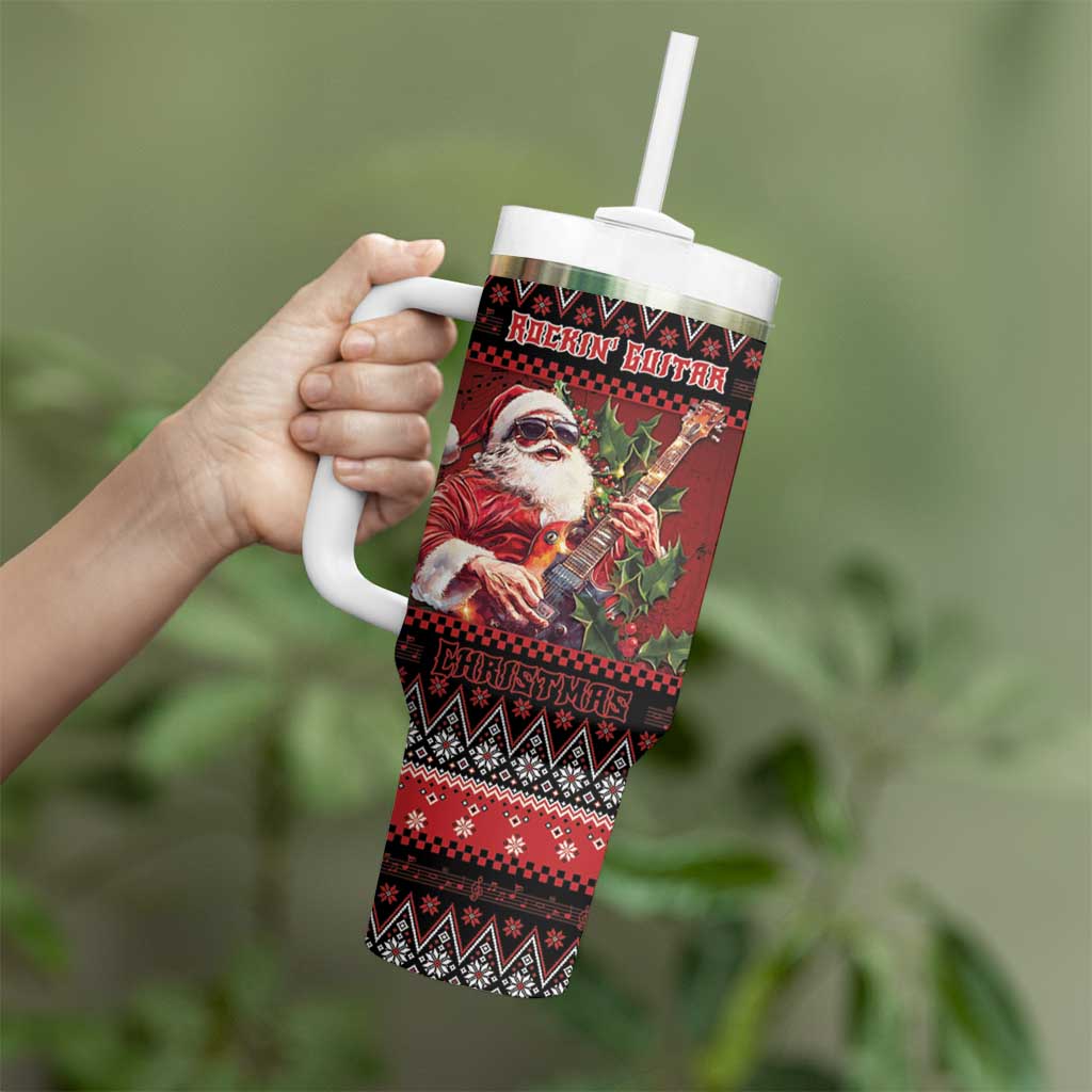 Guitar Christmas Tumbler With Handle Rocking Santa - Wonder Print Shop