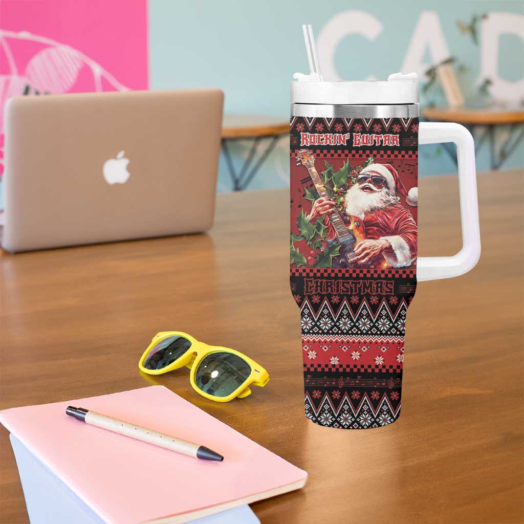 Guitar Christmas Tumbler With Handle Rocking Santa - Wonder Print Shop