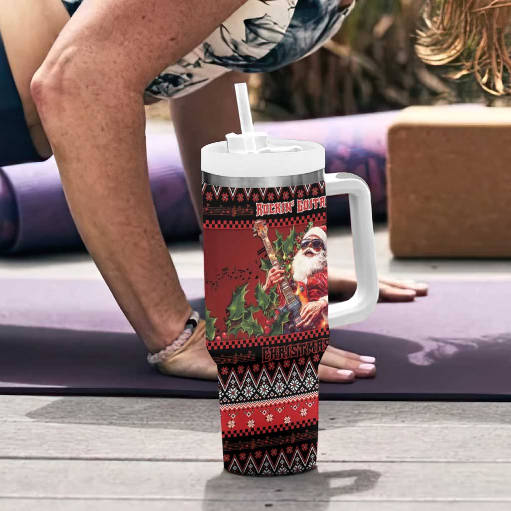Guitar Christmas Tumbler With Handle Rocking Santa - Wonder Print Shop