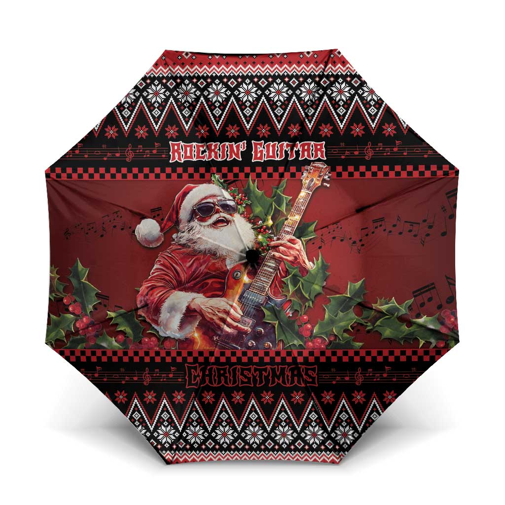 Guitar Christmas Umbrella Rocking Santa - Wonder Print Shop