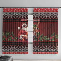Guitar Christmas Window Curtain Rocking Santa - Wonder Print Shop