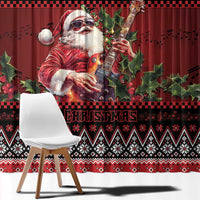 Guitar Christmas Window Curtain Rocking Santa - Wonder Print Shop