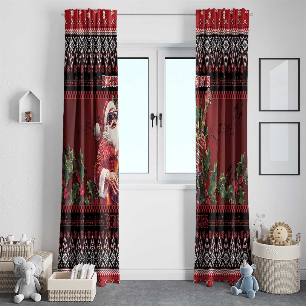 Guitar Christmas Window Curtain Rocking Santa - Wonder Print Shop