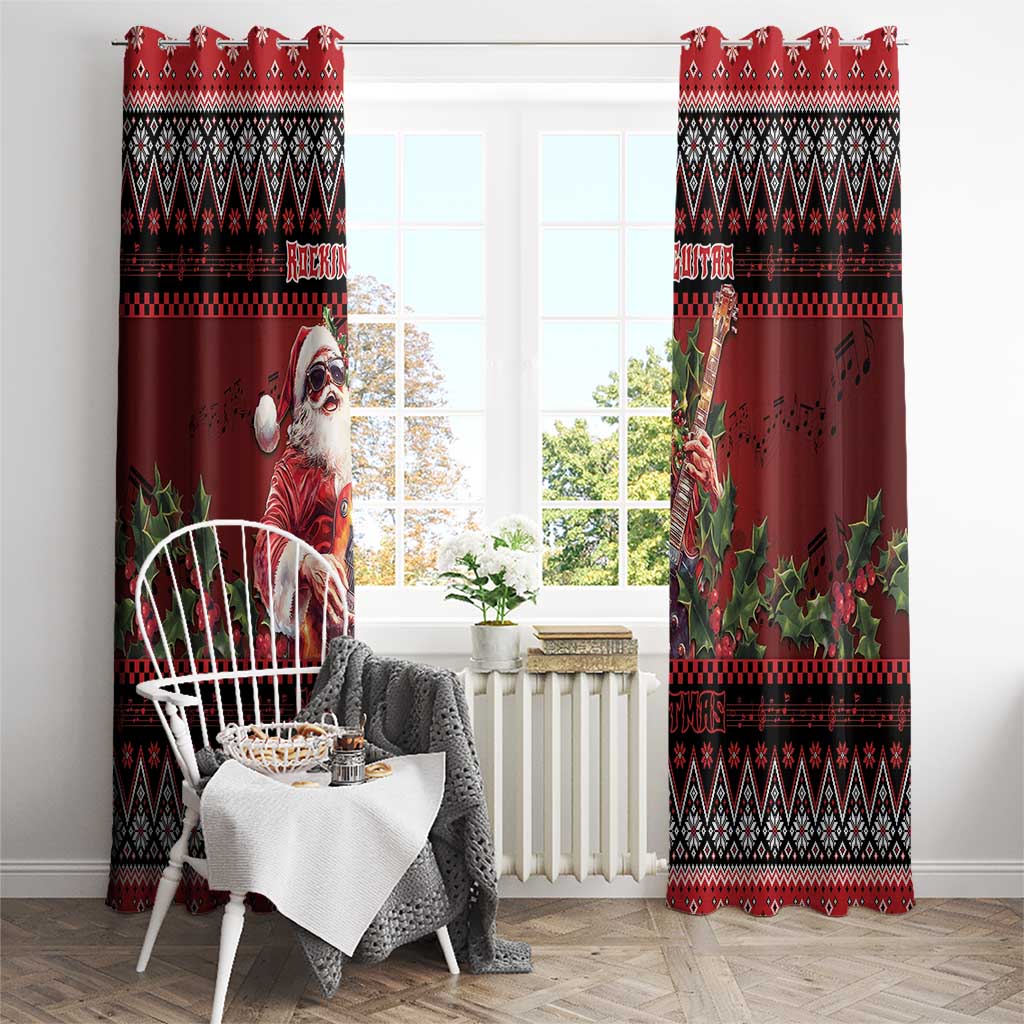 Guitar Christmas Window Curtain Rocking Santa - Wonder Print Shop