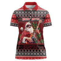 Guitar Christmas Women Polo Shirt Rocking Santa - Wonder Print Shop
