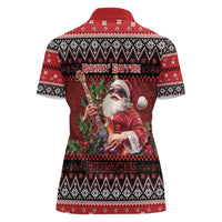 Guitar Christmas Women Polo Shirt Rocking Santa - Wonder Print Shop