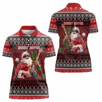 Guitar Christmas Women Polo Shirt Rocking Santa - Wonder Print Shop