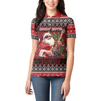 Guitar Christmas Women Polo Shirt Rocking Santa - Wonder Print Shop