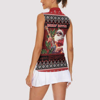 Guitar Christmas Women Sleeveless Polo Shirt Rocking Santa - Wonder Print Shop