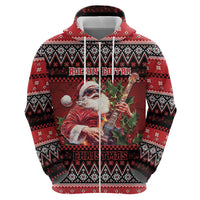 Guitar Christmas Zip Hoodie Rocking Santa - Wonder Print Shop