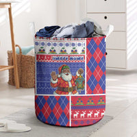 Haiti Christmas Laundry Basket Santa With Fanal Haitian Patchwork Style - Wonder Print Shop