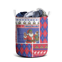 Haiti Christmas Laundry Basket Santa With Fanal Haitian Patchwork Style - Wonder Print Shop